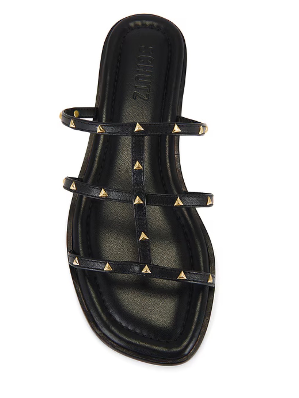 Schutz Lydia Sandals Black Studded Leather Slides shoes Revolve 7.5